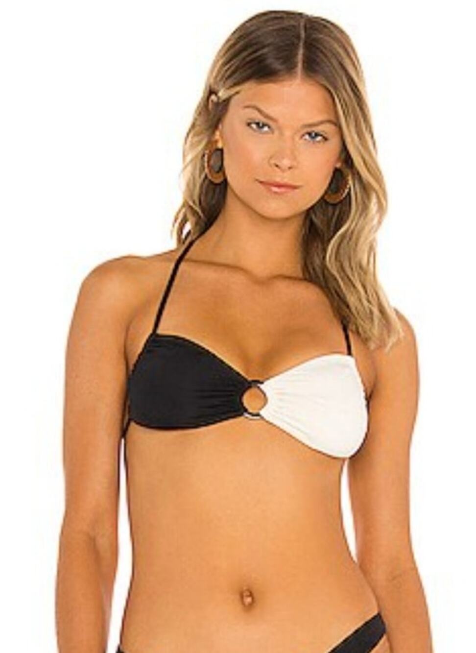 L*Space Freddie Bikini Top in Black Cream Size XS NWT Halter